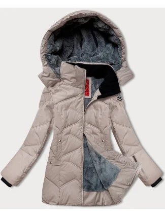 Dámska zimná bunda s odnímateľnou kapucňou LHD light beige (LHD-24577)