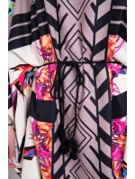 Netopierie šaty viazané v páse cappuccino