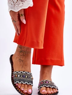 Damskie Zdobione Klapki Czarne Bellisa