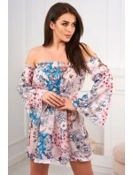 Spangled kvetinové šaty púdrovo ružové