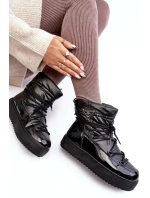 Damskie Śniegowce Na Platformie Z Wiązaniem Czarne Fleure