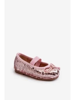 Balerinki Dziecięce Ozdobione Cekinami Różowe Weries