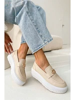 Dámske kožené mokasíny na platforme Vinceza Beige Dámske kožené mokasíny na platforme Vinceza Beige