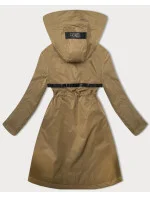 Tmavobéžová jednoduchá dámska bunda s kapucňou LHD (LHD-24592) Tmavobéžová jednoduchá dámska bunda s kapucňou LHD (LHD-24592)