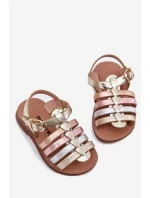 Sandałki Dziecięce Dziewczęce Z Eko Skóry Złote Mariana