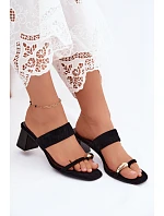 Dámske sandále na podpätku so zlatými detailmi a imitáciou semišu Black Dakotelle Dámske sandále na podpätku so zlatými detailmi a imitáciou semišu Black Dakotelle