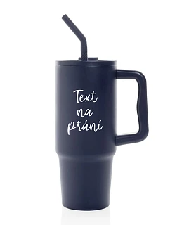 TEXT NA ŽIADOSŤ - modrý cestovný termohrnček 900 ml