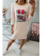 3D grafické šaty so zirkónmi v ružovej farbe 3D grafické šaty so zirkónmi v ružovej farbe