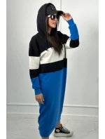 Trikolórne šaty s kapucňou Čierna + ecru + nevädza Trikolórne šaty s kapucňou Čierna + ecru + nevädza