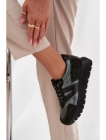 Sneakersy Damskie Na Platformie Vinceza 58561 Ciemnozielone