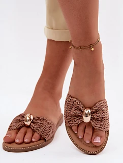 Dámske pletené sandále so zlatými detailmi Brown Goldie