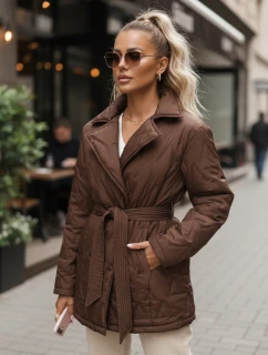 Dámska prechodná bunda s prúžkom hnedá FashionStreet TY5586