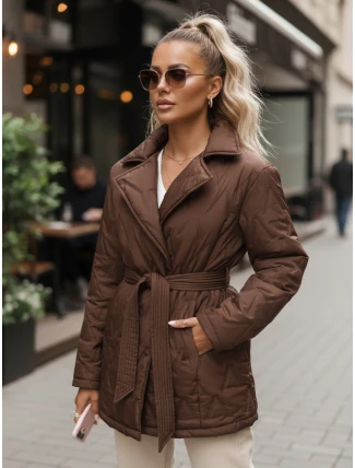 Dámska prechodná bunda s prúžkom hnedá FashionStreet TY5586