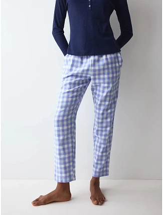 Nohavice Mix & Match Tapered Trouser Flannel 02 X bielo-modré White / Blue – TRIUMPH Nohavice Mix & Match Tapered Trouser Flannel 02 X bielo-modré White / Blue – TRIUMPH