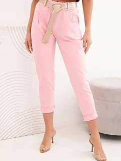 Nohavice Punto s opaskom svetloružové