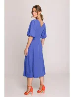 S399 Šaty s puzdrovými rukávmi - modré