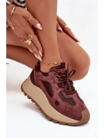 Kožené tenisky na platforme Big Star HI-POLY SYSTEM - bordová