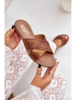 Skórzane Damskie Klapki Lewski Shoes 3682 Camel