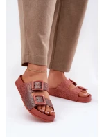 Pachnące Klapki Damskie Z Brokatem I Klamrami ZAXY RR285025 Brudny Róż