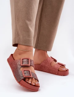 Pachnące Klapki Damskie Z Brokatem I Klamrami ZAXY RR285025 Brudny Róż