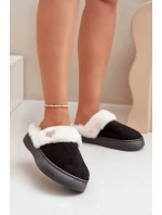 Dámske papuče s kožušinou a ozdobným srdcom Black Otielo