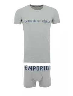 Pánska súprava trička a boxeriek 111604 4R516 05543 sivá - Emporio Armani