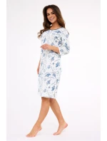 Dámska nočná košeľa INGRID 464/448 Ecru s modrým vzorom - Cornette Dámska nočná košeľa INGRID 464/448 Ecru s modrým vzorom - Cornette