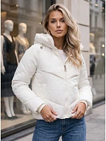 Dámska zimná prešívaná bunda s kapucňou, biela, FashionStreet TY6081