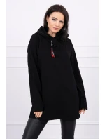 Tunika na zips s kapucňou Oversize čierna