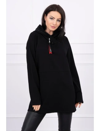 Tunika na zips s kapucňou Oversize čierna