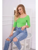 Svetlo zelená blúzka s okrúhlym výstrihom