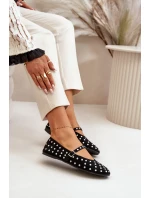 Zdobione Baleriny Z Paskiem Eko Zamszowe Czarne Tirilissa