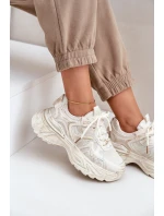 Sneakersy Damskie Z Przetarciami Na Platformie Beżowe Seladwen