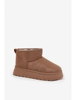 Śniegowce Damskie Na Platformie Ocieplane Futerkiem Khaki Vesirae