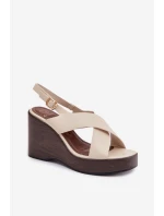 Dámské sandály z eko kůže na platformě Béžové Janivra