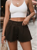 Dámske džínsové šortky na leto s voľnou nohou hnedé FashionStreet SY0531 Dámske džínsové šortky na leto s voľnou nohou hnedé FashionStreet SY0531
