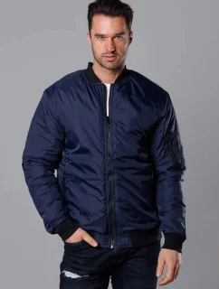 Tmavomodrá pánska bunda typu "bomber" s prešívanou podšívkou (AK95-2)