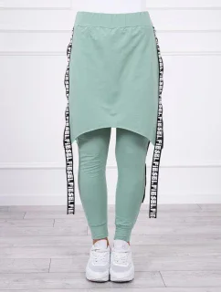 Nohavice/oblek s nápisom selfie tmavo mätový