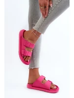 Lekkie Piankowe Klapki Damskie Z Klamrami Big Star NN274A754 Fuksja