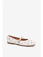 Dámske baleríny 21-41 bielo-strieborné - Diamantique