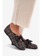 Skórzane Baleriny Z Kokardą Laura Messi 2921 Czarne