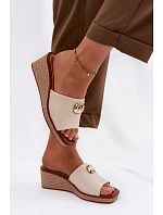 Dámské sandály na platformě s imitací pleteniny Sergio Leone KL325 Béžové