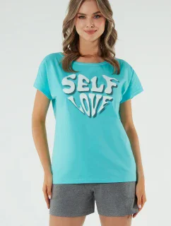 Talianska móda Selfie curtailment farba: tyrkysová/melanžová