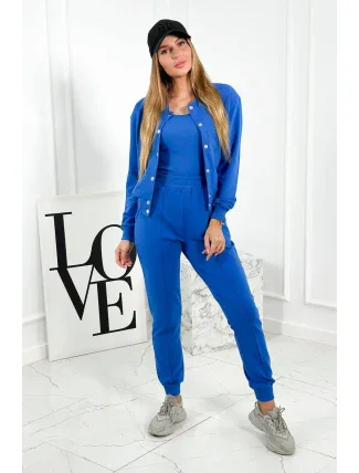 Set 3 v 1 mikina s cvočkami + top + nohavice nevädza modrá Set 3 v 1 mikina s cvočkami + top + nohavice nevädza modrá