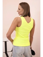 Dámsky bavlnený top s ramienkami a véčkovým výstrihom Neon Yellow