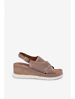 Dámske sandále na platforme z prírodnej kože Artiker 58C3146 dark beige