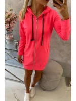 Šaty s kapucňou mikina ružová neónová