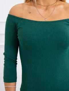 Pruhované vypasované šaty tmavo zelené