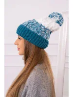 Dámska čiapka s brmbolcom Abigail K326 marine+ecru