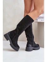 Zazoo 70145 Zamszowe Kozaki Przed Kolano Ocieplane Czarne